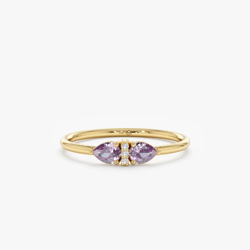 Discounted Jewelry For A Glamorous Look Diamond and Amethyst Art Deco Ring, Miranda