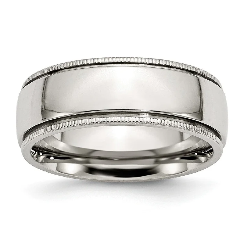 Luxury Jewelry Without The Luxury Price Tag Stainless Steel Beaded Edge 8mm Polished Comfort Fit Band