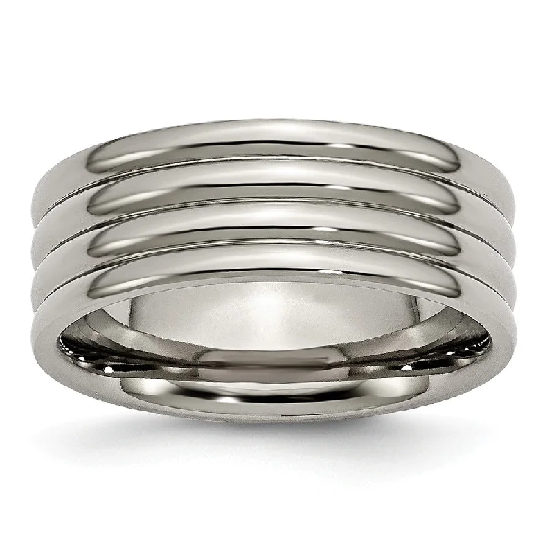 Discover Unique Jewelry With Special Limited-Time Offers Titanium 8mm Polished Grooved Comfort Fit Band