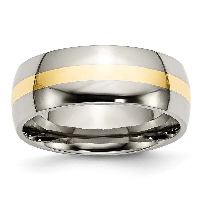 Accessorize For Less – Luxury Jewelry At Affordable Prices Titanium and 14K Gold, 8mm Striped Unisex Standard Fit Band