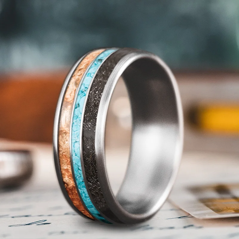 Upgrade Your Jewelry Collection For Less Custom Design - 3-Inlay Narrow Center Ring rXN6NNu98DDDdBWlqzqWv5t1