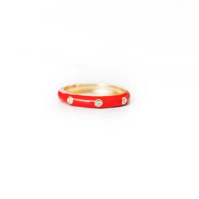 Luxury Meets Affordability – Jewelry Sale Now Live Enamel CZ Ring | Red
