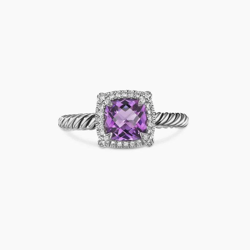 The Biggest Jewelry Sale Of The Year Is Here Petite Chatelaine® Pavé Bezel Ring in Amethyst with Diamonds