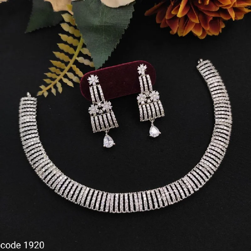 Premium Jewelry Now Available At Special Discounts Aamrapali Silver Plated American Diamond Necklace Set