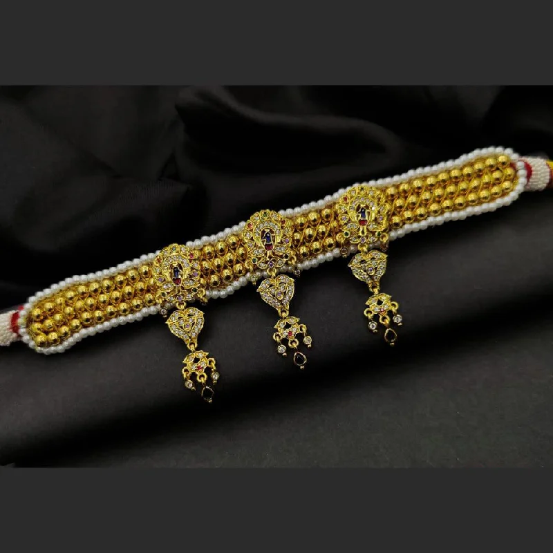 The Perfect Accessory For Less – Jewelry Sale Live Fancyla Gold Plated Austrian Stone And Pearl Thushi Necklace Set