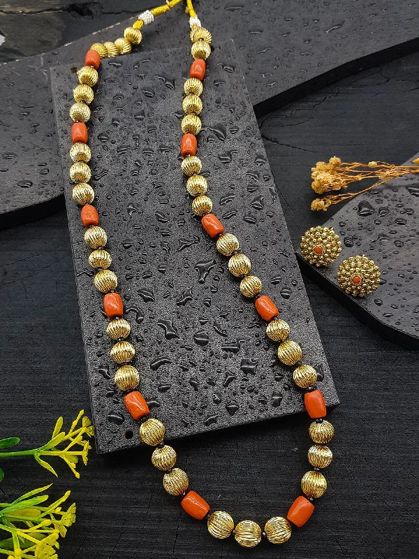 Beautiful Jewelry, Breathtaking Discounts – Hurry In Gold Plated Long Necklace Set in coral