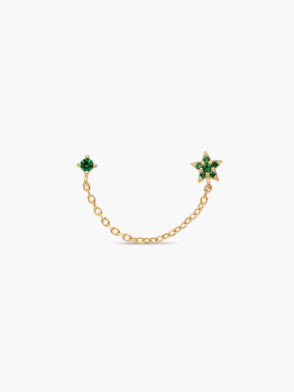 Premium Jewelry Now Available At Special Discounts Double Piercing Star Studs - Green