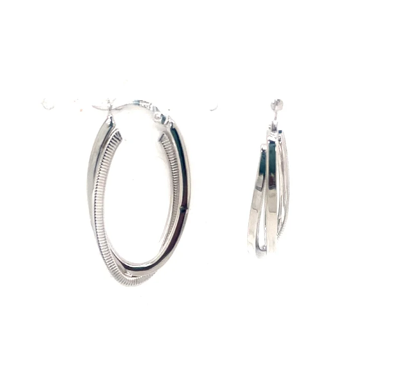 Best Jewelry Deals – Shop Premium Pieces At Great Prices Crossover Design Oval Hoop Earrings - 14kt White Gold
