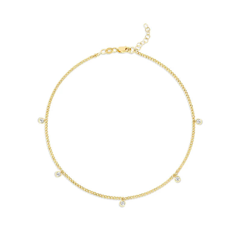 Limited-Time Offer On Premium Jewelry Collections 5-Bezel White Topaz Cuban Link Anklet