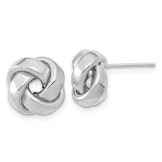 Upgrade Your Jewelry Collection For Less Love Knot Design Stud Earrings - 14kt White Gold
