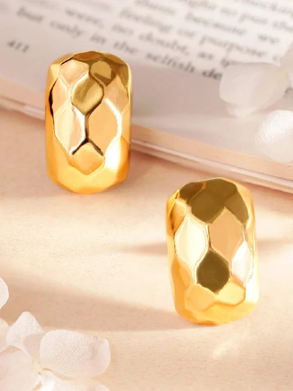 Celebrate With Sparkle – Jewelry Sale Now Live Rubans 18K Gold Plated Geometric Half Hoop Earrings with Sophisticated Polished Finish