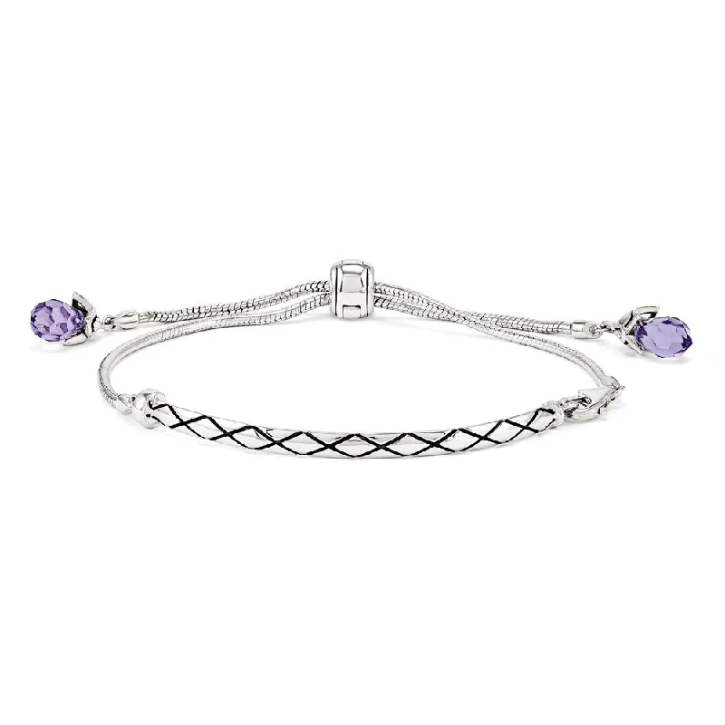 Seasonal Jewelry Clearance – Best Styles At The Lowest Prices Sterling Silver & Purple Crystal Adjustable Starter Bracelet