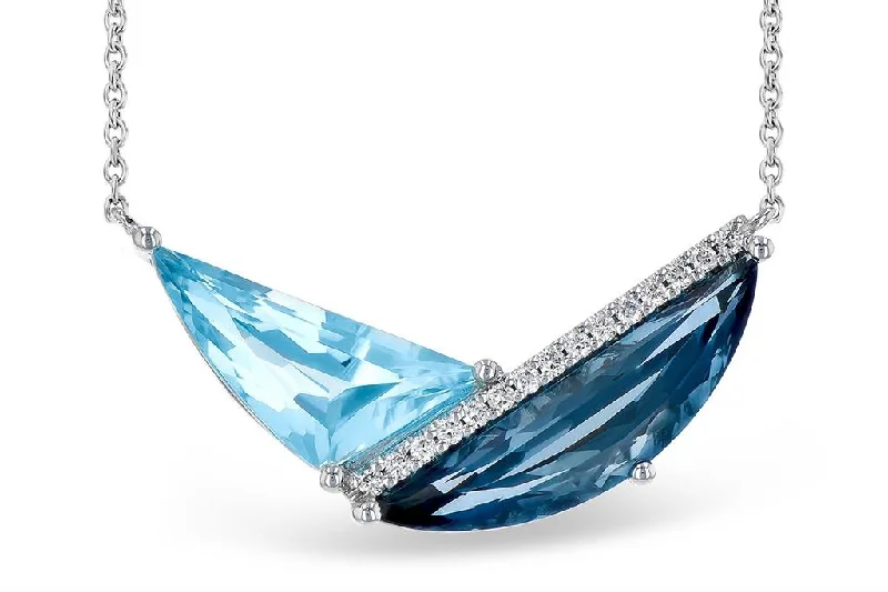 Unmissable Jewelry Discounts – Elevate Your Look For Less 14K White Gold Blue Topaz And Diamond Necklace