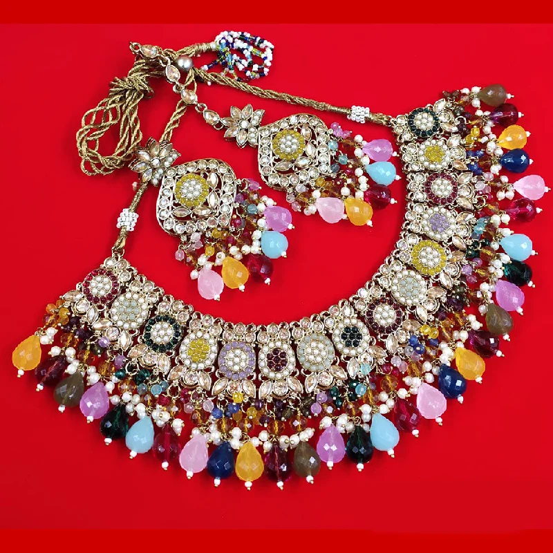 Stunning Jewelry At Even More Stunning Prices Akruti Collection Gold Plated Crystal Stone Pearls And Beads Necklace Set