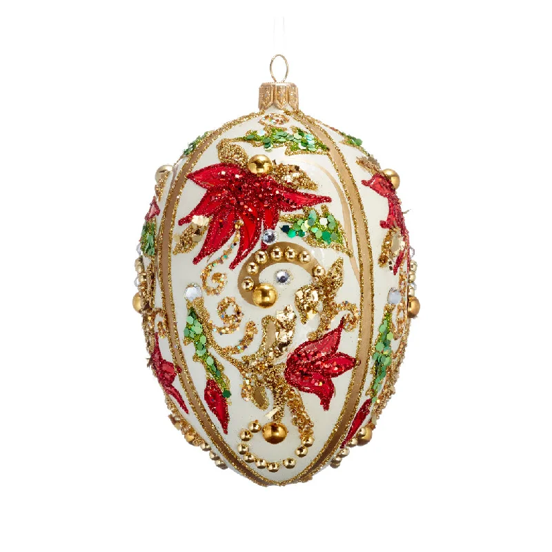 Trending Jewelry Now At Unbeatable Prices Holiday Floral on White Egg Ornament