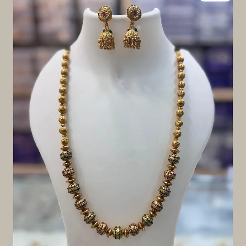 Buy More, Save More On Stunning Jewelry Designs JCM Gold Plated Pota Stone Long Necklace Set