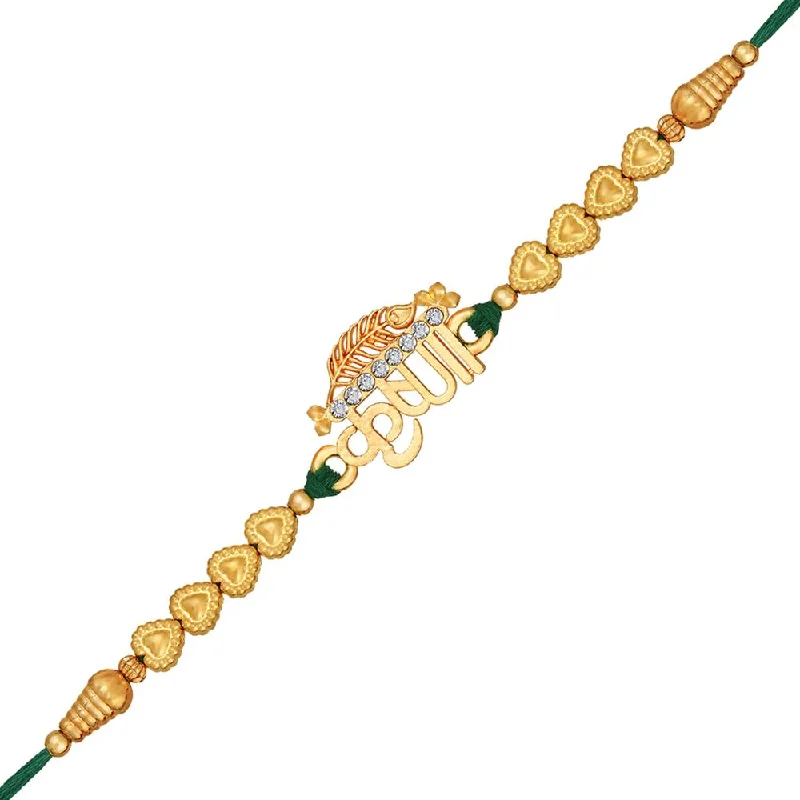 Unmissable Jewelry Discounts – Elevate Your Look For Less Mahi Gold Plated Krushna and and Peacock-Feather-Shaped Rakhi with Crystals for Brother, Bhai, Bro, Bhatija, Boy, Kids (RA1100769G)