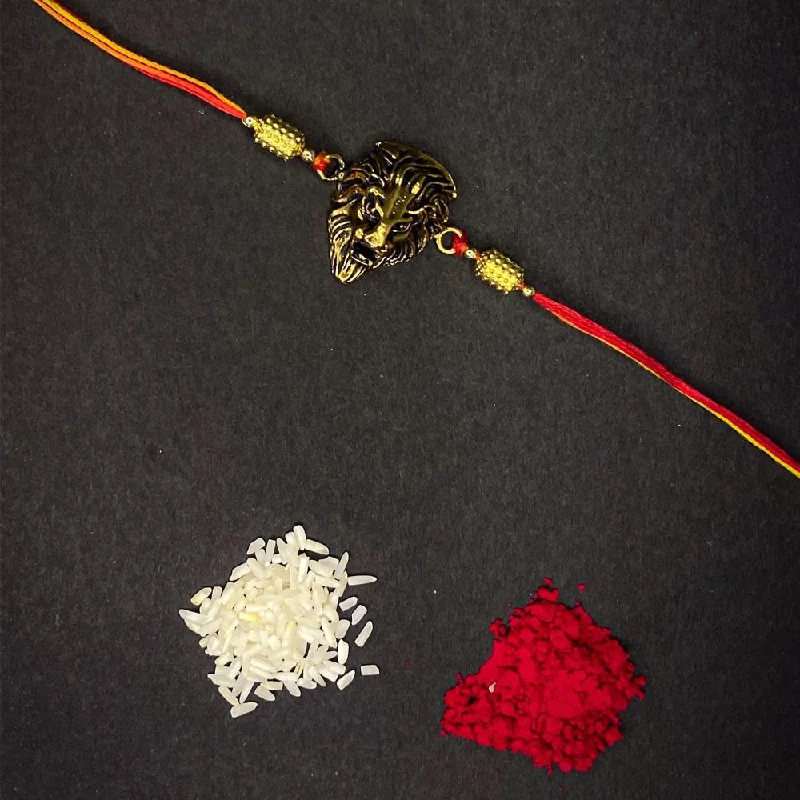 Limited-Time Jewelry Sale – Don't Miss Out On Dazzling Discounts Mahi Gold Plated Roaring Lion-Shaped Rakhi for Brother, Bhai, Bro (RA1100765G)