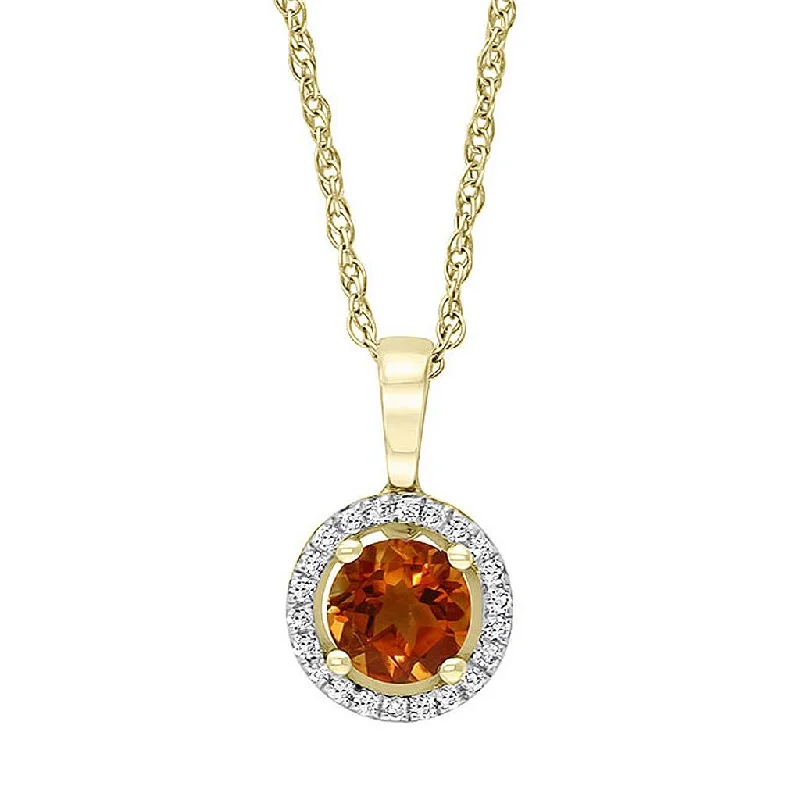 High-End Sparkle, Low-End Prices – Shop Now November Birthstone Pendant: 14K White Gold Diamond And Citrine Halo Pendant Necklace