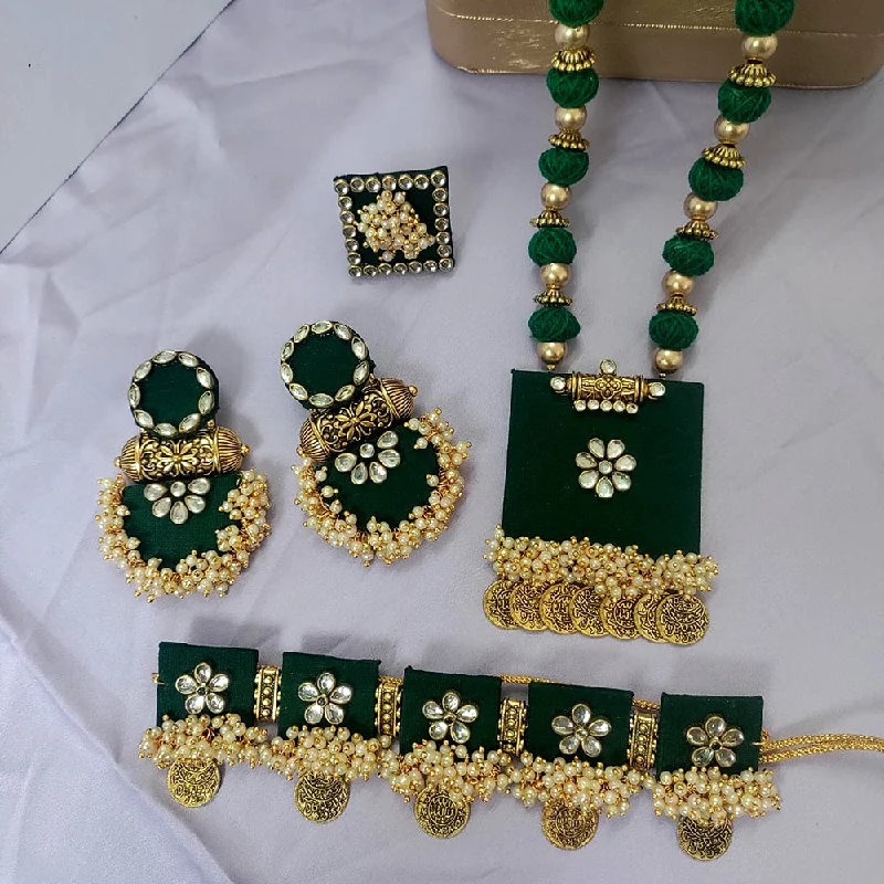 Glamorous Jewelry, Glamorous Deals – Shop Now Shrijicreation Gold Plated Handmade Pearl Combo Necklace Set