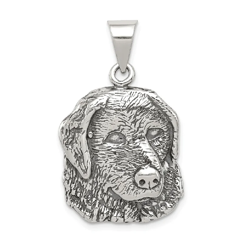Handcrafted Jewelry Sale – Unique Designs At Low Prices Sterling Silver 20mm Antiqued Dog Head Pendant