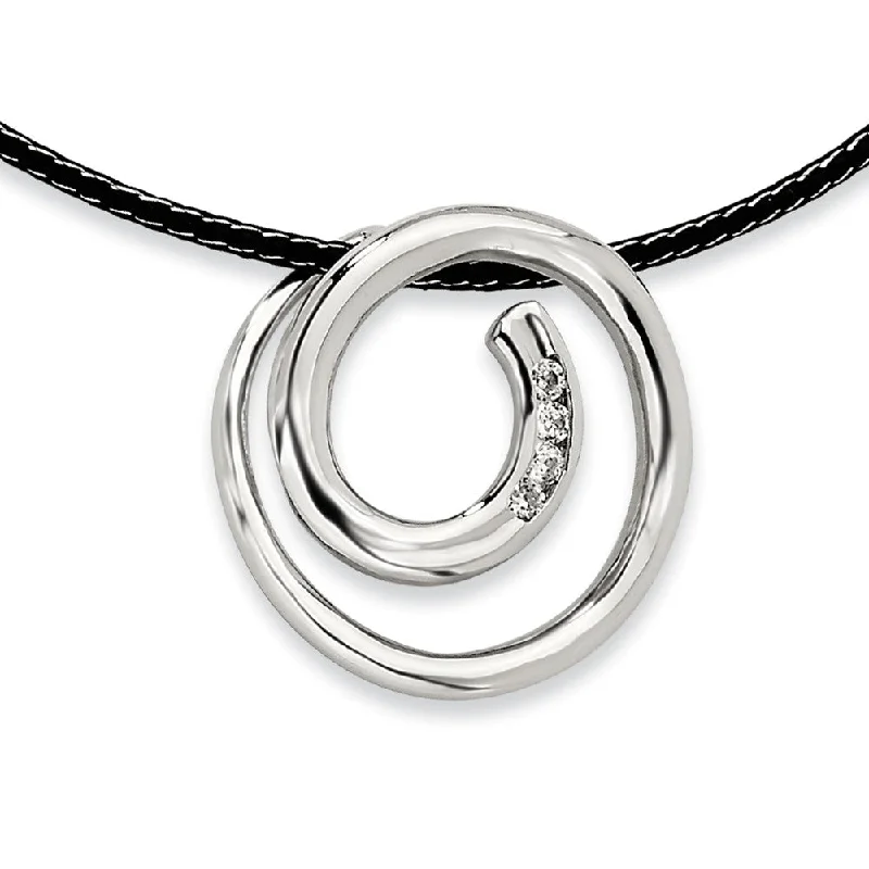 Best Jewelry Sale – Shop Exclusive Designs Now Women's Stainless Steel Swirling Gem Necklace with Cubic Zirconia